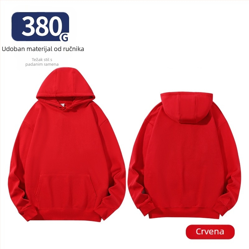 Unisex hoodie od pamuka, labav kroj, bočne džepove, okrugli izrez, dugi rukavi, ribani rub, 96% pamuk, 350–400 g, za proleće i jesen