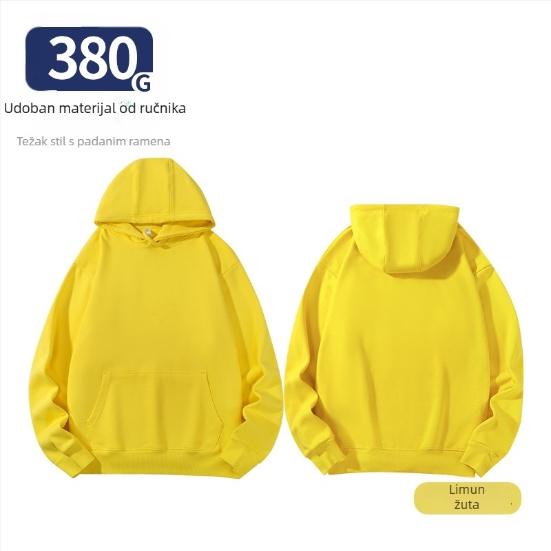 Unisex hoodie od pamuka, labav kroj, bočne džepove, okrugli izrez, dugi rukavi, ribani rub, 96% pamuk, 350–400 g, za proleće i jesen