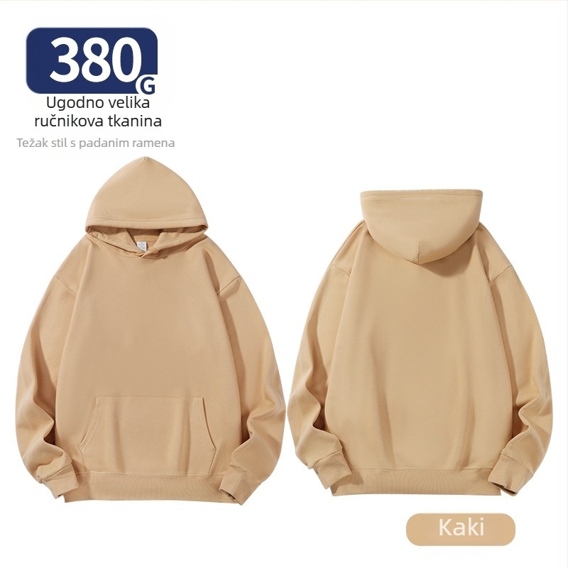 Unisex hoodie od pamuka, labav kroj, bočne džepove, okrugli izrez, dugi rukavi, ribani rub, 96% pamuk, 350–400 g, za proleće i jesen