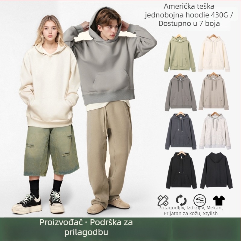 Duks od flisa s kapuljom, 430 g, fleec podstava, Ori Velvet tkanina, pamuk 51–70%, ispis logotipa po narudžbi