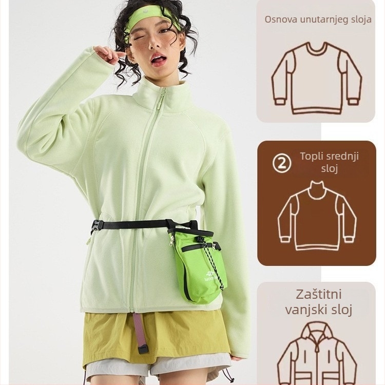 Flis jakna Unisex, bez kapuljače, podstava od koralnog flisa, 100% perje, smjesa sintetičkih vlakana