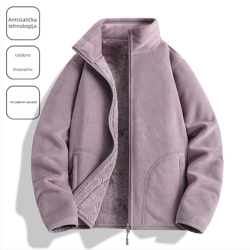 Flis jakna Unisex, bez kapuljače, podstava od koralnog flisa, 100% perje, smjesa sintetičkih vlakana