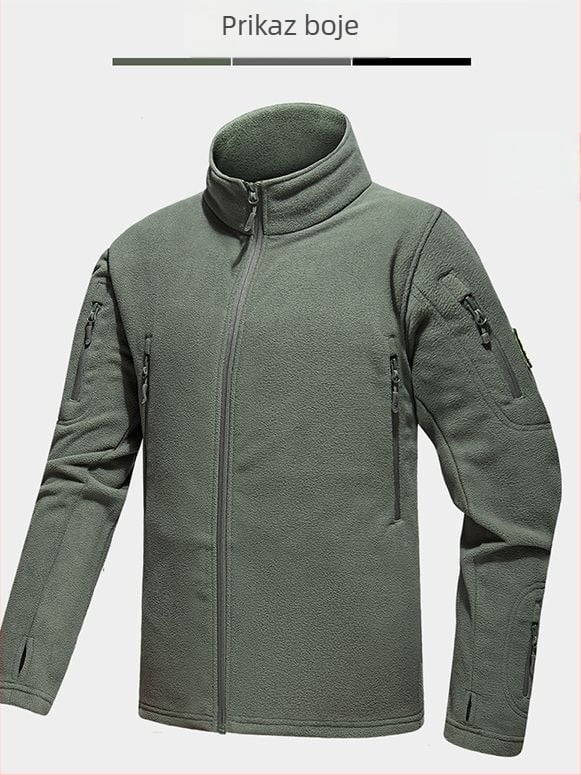 Mingpeng muška fleec jakna – kardigan stil, flis podstava, 10% perja, za zimu, proljeće i jesen