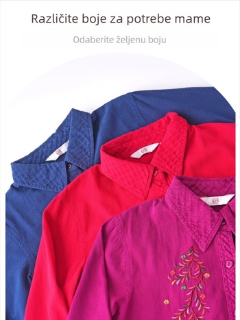 Proljetni tanki kaput za žene srednje dobi i starije, top s dugim rukavima za majke, odjevni komad za baku (Materijal: Pamuk; Glavni materijal: Pamuk; Sadržaj glavnog materijala: 30% i manje; Stil: Kineski stil)