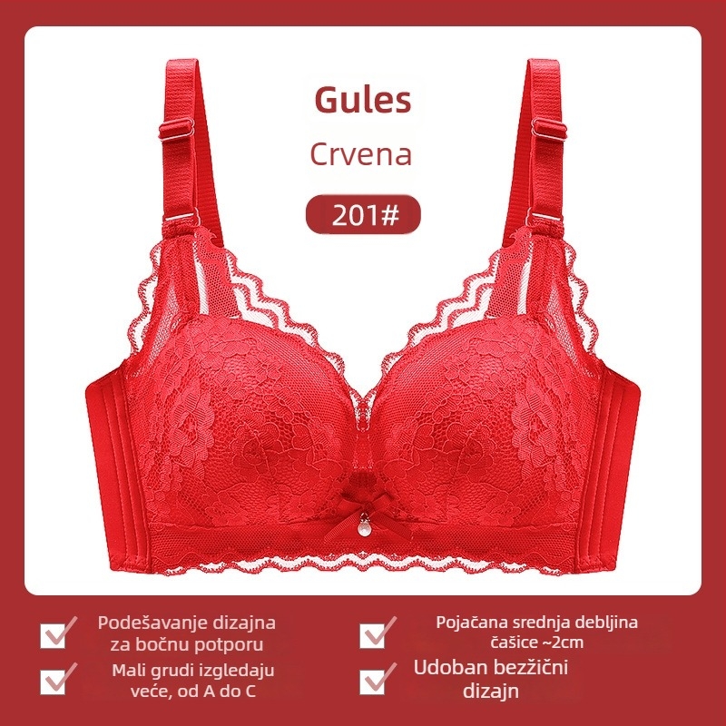 Ženski grudnjak bez žice, čipka, 3/4 košarica, tanji gornji dio, fiksirane dvostruke naramenice, stražnje kopčanje s tri reda kukica