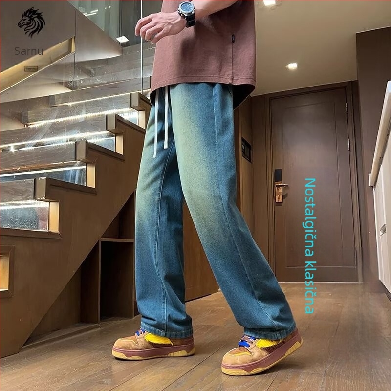 Muške traperice od denima – labav kroj, ravne nogavice, srednji porast struka, zatvarač na zip, 58% pamuka (Proljeće–Jesen)