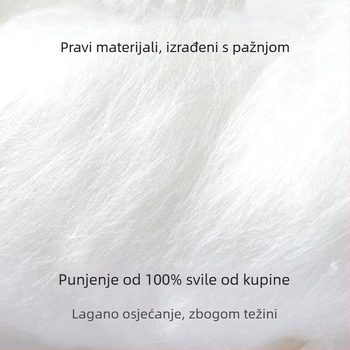 Ženska puffer vesta s punilom od mulberijevih svila, V-izrez, romb uzorak, kratka duljina 40–50 cm, vanjski materijal poliester