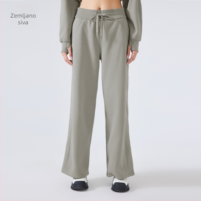 Ženske zimske sportske hlače s visokim strukom, slobodan kroj, tkanina od pamuk-mješavine (28% pamuk), bez podstava, zadržavaju toplinu, pogodne za trčanje i fitness