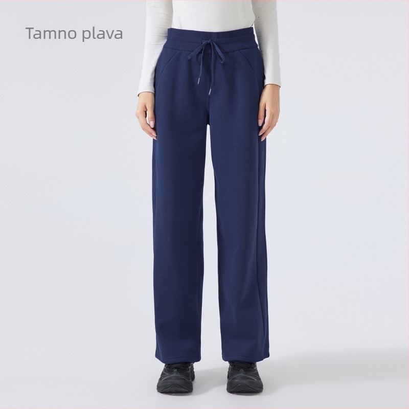 Ženske zimske sportske hlače s visokim strukom, slobodan kroj, tkanina od pamuk-mješavine (28% pamuk), bez podstava, zadržavaju toplinu, pogodne za trčanje i fitness