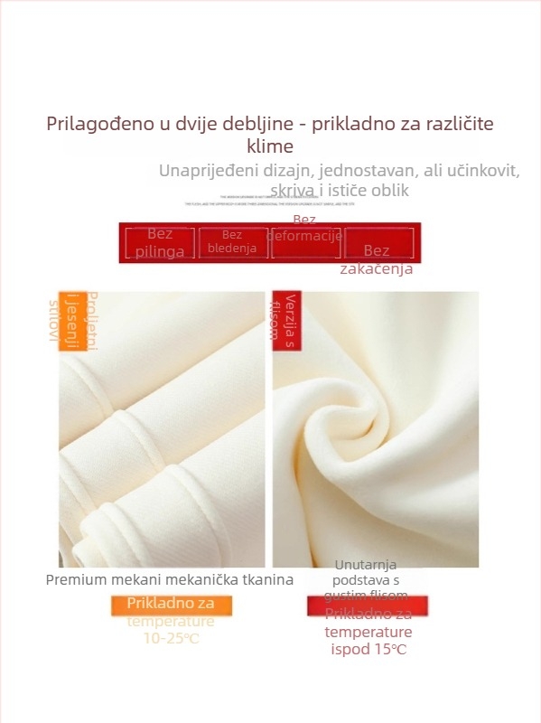 Ženske svakodnevne hlače s ravnim krojem, visokim strukom, pamuk–poliesterska smjesa 50–70% pamuk, 30–50% poliester, srednja debljina