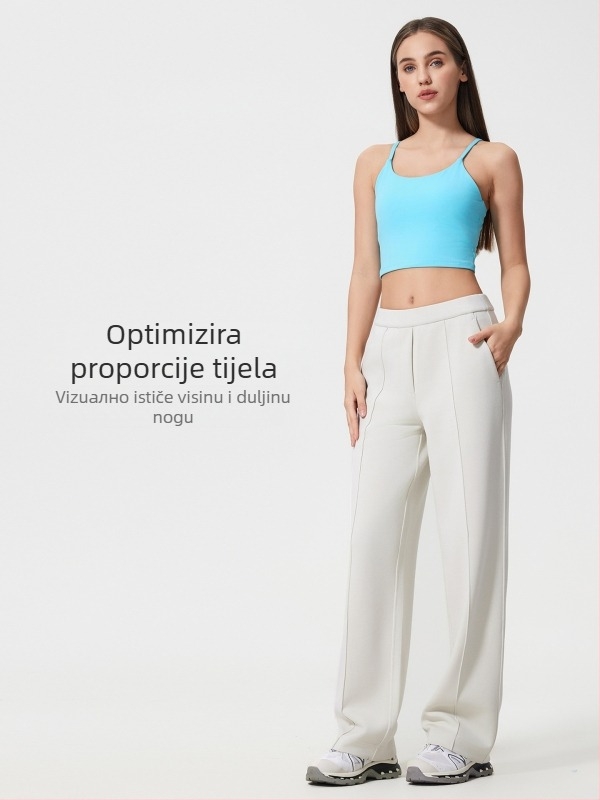 Ženske hlače za sport s srednjim strukom, opušten kroj, prozračan materijal (Srednji struk, Opušten kroj, Prozračan, Za trčanje i fitness)