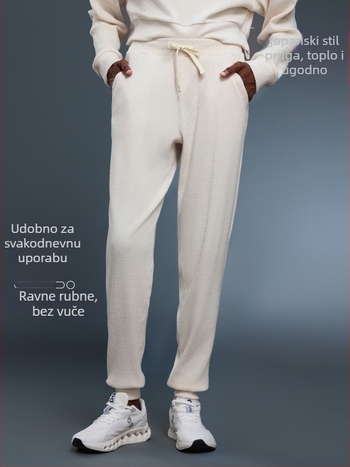Ženske joggerice s visokim strukom i šnirkom, labavog kroja, prozračne tkanine od pamuk–polyester, pogodne za trčanje i vježbanje