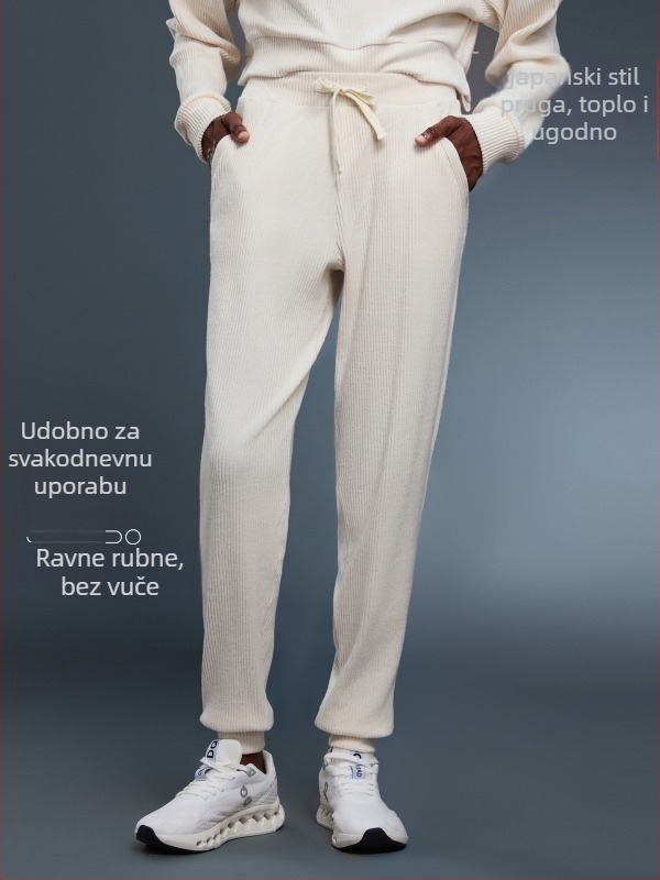 Ženske joggerice s visokim strukom i šnirkom, labavog kroja, prozračne tkanine od pamuk–polyester, pogodne za trčanje i vježbanje