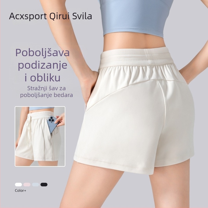 ACXSPORT Ženske šorceve za jogu – lagane i mekane, tkanina rayon s prozračnim slojem, 90% poliester, 10% spandeks, duljina četvrtine noge