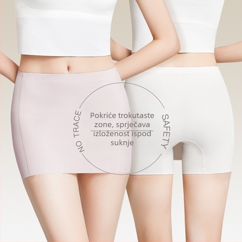Ženske bešivne gaćice za sigurnost s dvostrukim slojem zaštite i dizajnom protiv izlaganja, Ice Silk materijal, srednja visina struka, 75% najlona, podstava od 100% pamuka.
