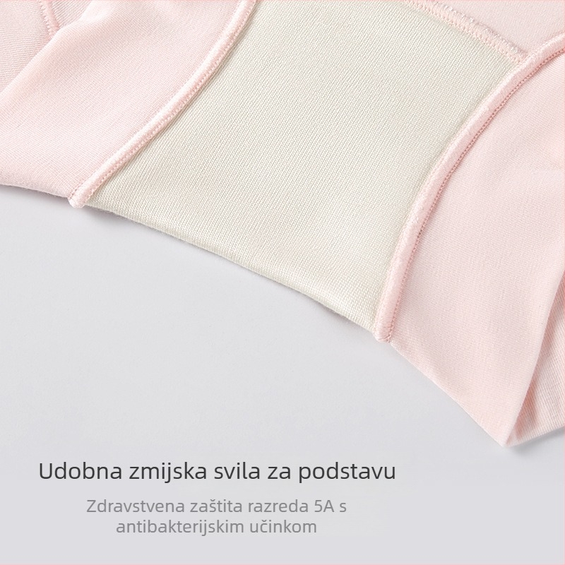 Ženske gaćice od pamuka s dugim vlaknima, srednji pojas, podrška za trbuh, čisti pamuk, svilena podstava prepona, antibakterijske