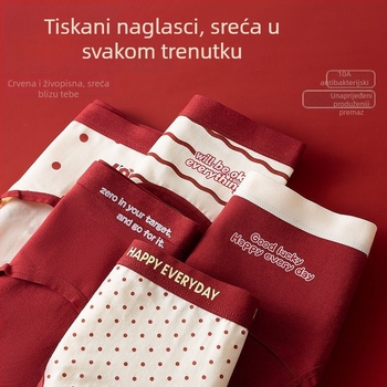 Antibakterijske ženske gaćice od pamuka s produženim preponama i srednjim strukom; glavni materijal: pamuk (90–95%); podstava prepona 95–100% pamuk
