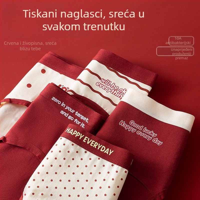 Antibakterijske ženske gaćice od pamuka s produženim preponama i srednjim strukom; glavni materijal: pamuk (90–95%); podstava prepona 95–100% pamuk
