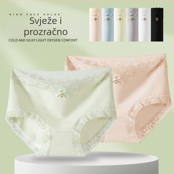 Ženske gaćice od pamuka sa srednjim strukom, 40 komada, podstava od 7A mulberry silk u preponi, antibakterijske i prozračne, trokutasti kroj, set od 40 kom