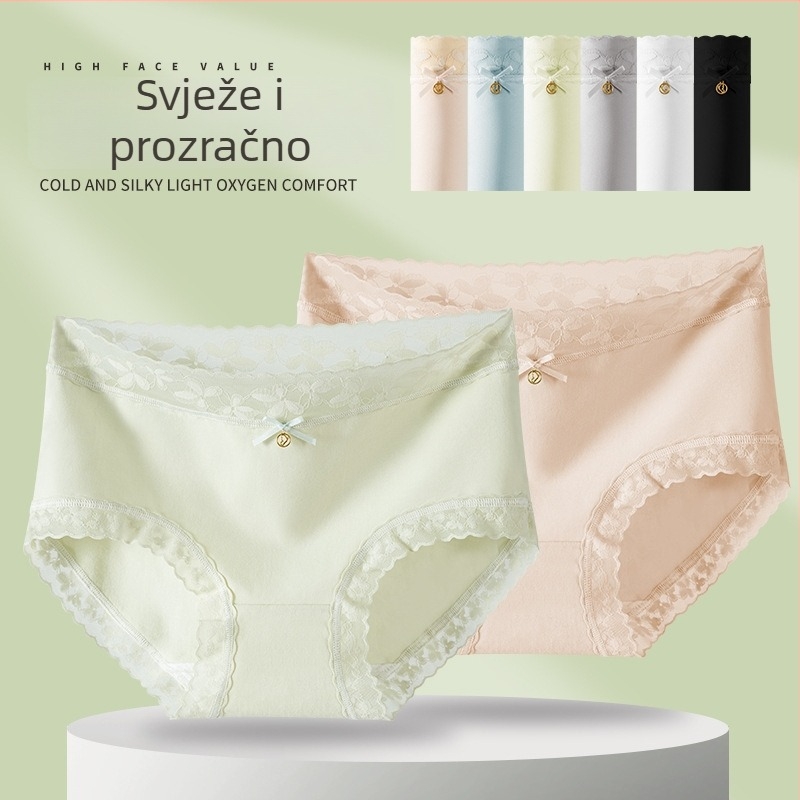 Ženske gaćice od pamuka sa srednjim strukom, 40 komada, podstava od 7A mulberry silk u preponi, antibakterijske i prozračne, trokutasti kroj, set od 40 kom