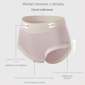 Modal donje gaćice za žene s visokim strukom i kontrolom trbuha, prozračne i antibakterijske, pleteni materijal, podstava 95–100% regenerirane celuloze