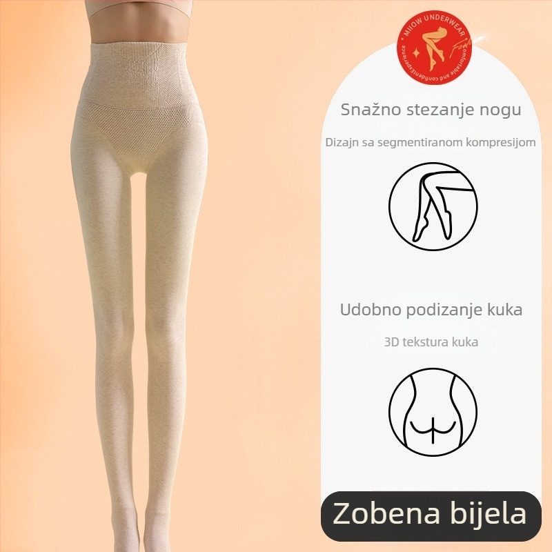 Ženske kompresijske tajice s visokim strukom, uzor riblje kosti, debele i tople za jesen i zimu