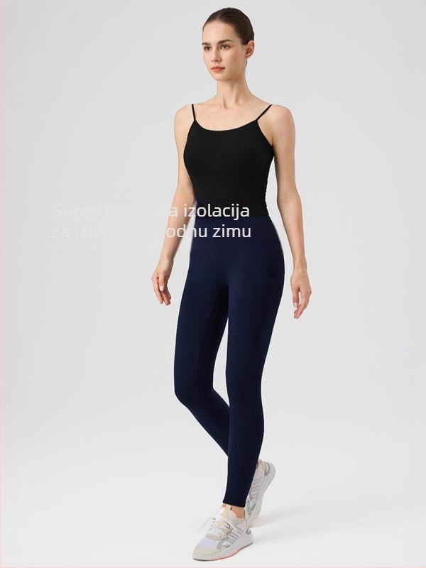 Flis legging s visokim strukom, tople zimi za jogu i trening