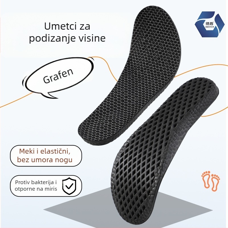 PU ulošci za povećanje s visokou elastičnošću, dezodorirajući i upijajući znoj za unisex obuću — Model 5145-5, cijeli ulošak, protuklizni dizajn s honeycomb uzorkom