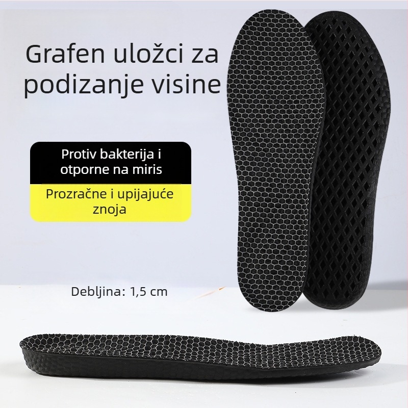 PU ulošci za povećanje s visokou elastičnošću, dezodorirajući i upijajući znoj za unisex obuću — Model 5145-5, cijeli ulošak, protuklizni dizajn s honeycomb uzorkom