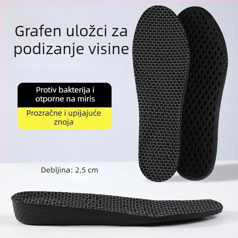 PU ulošci za povećanje s visokou elastičnošću, dezodorirajući i upijajući znoj za unisex obuću — Model 5145-5, cijeli ulošak, protuklizni dizajn s honeycomb uzorkom