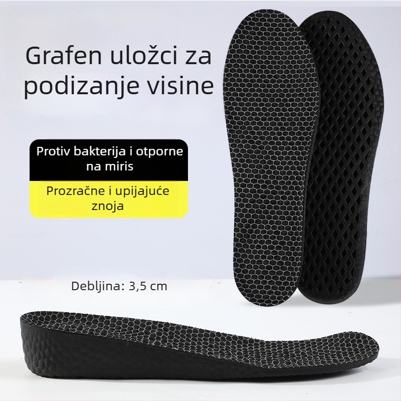 PU ulošci za povećanje s visokou elastičnošću, dezodorirajući i upijajući znoj za unisex obuću — Model 5145-5, cijeli ulošak, protuklizni dizajn s honeycomb uzorkom