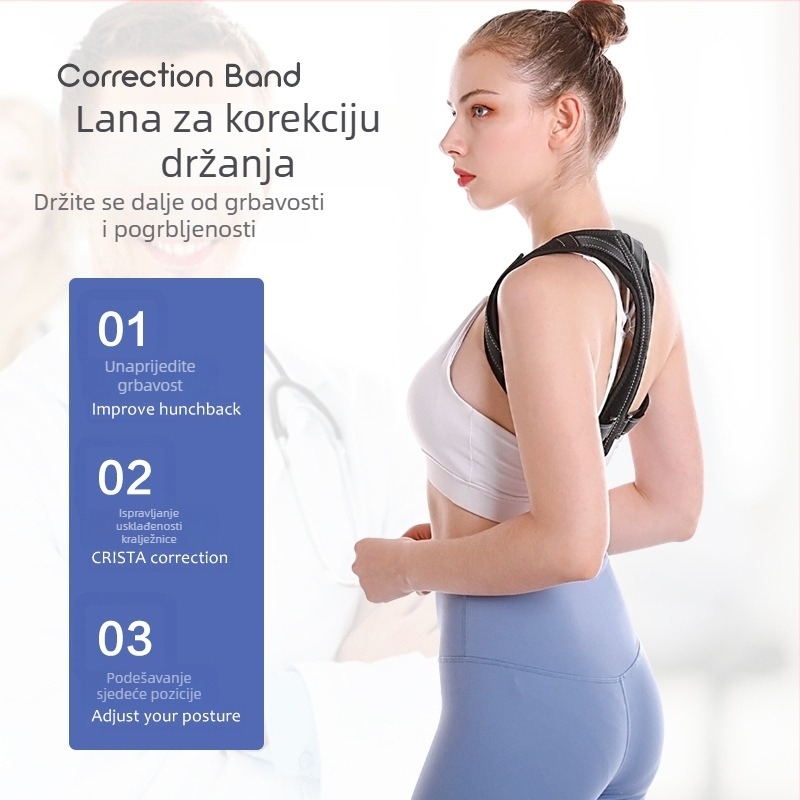 Korektor držanja za leđa - prilagodljiv model JZD-3107, najlon, korekcija držanja leđa, za leđa, pogodno za fitness i njegu zdravlja