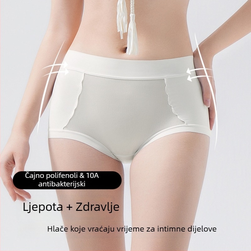 Ženske gaćice s visokim strukom od najlona, podstava u preponama od svile dudovog drveta, prozračene, antibakterijske