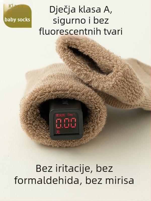 Novorođenačke čarape od češanog pamuka, debele, unisex, do sredine potkoljenice, prozračne, odvode vlagu, otporne na miris, jednobojne