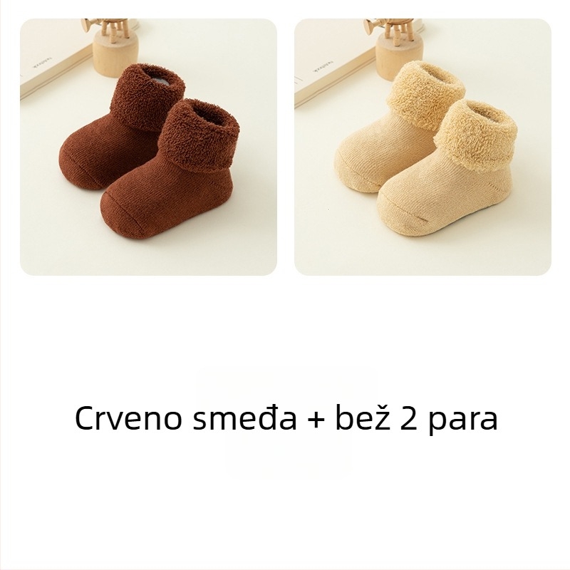 Novorođenačke čarape od češanog pamuka, debele, unisex, do sredine potkoljenice, prozračne, odvode vlagu, otporne na miris, jednobojne