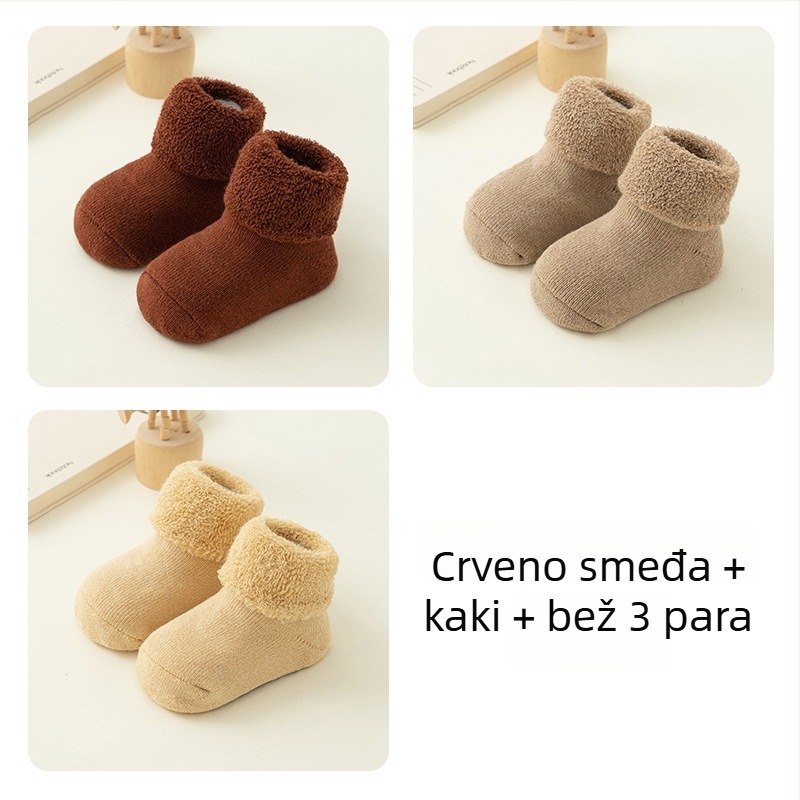Novorođenačke čarape od češanog pamuka, debele, unisex, do sredine potkoljenice, prozračne, odvode vlagu, otporne na miris, jednobojne