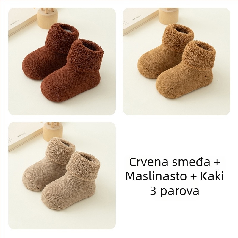 Novorođenačke čarape od češanog pamuka, debele, unisex, do sredine potkoljenice, prozračne, odvode vlagu, otporne na miris, jednobojne