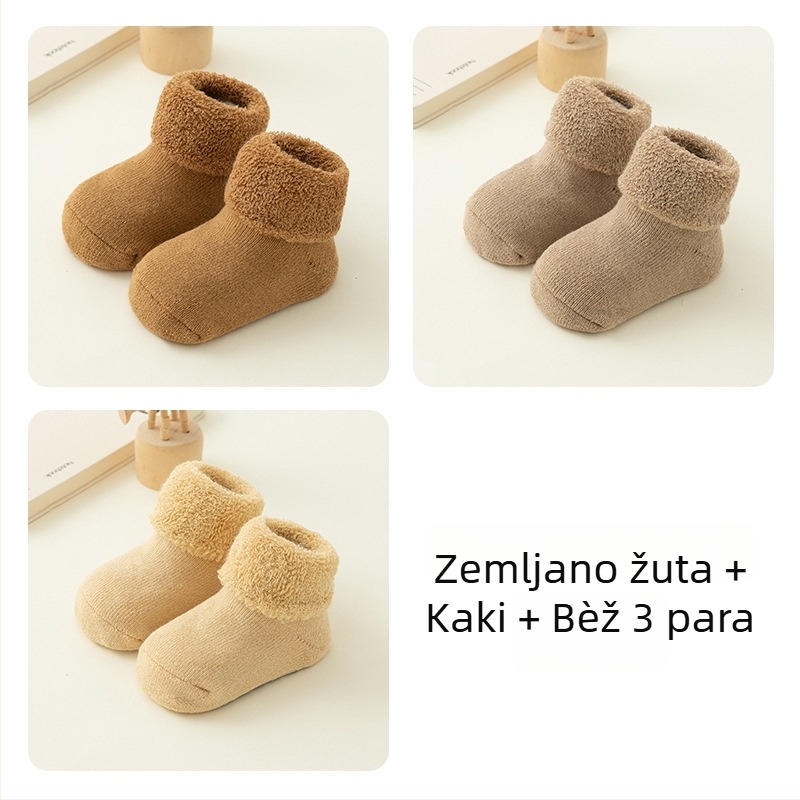 Novorođenačke čarape od češanog pamuka, debele, unisex, do sredine potkoljenice, prozračne, odvode vlagu, otporne na miris, jednobojne