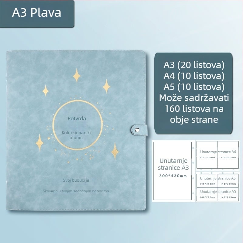 Kožna knjiga za zbirku certifikata, Avinar model 05, 120 stranica, prilagodba dostupna, debljina 4