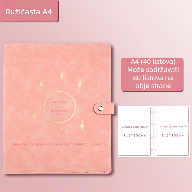 Kožna knjiga za zbirku certifikata, Avinar model 05, 120 stranica, prilagodba dostupna, debljina 4