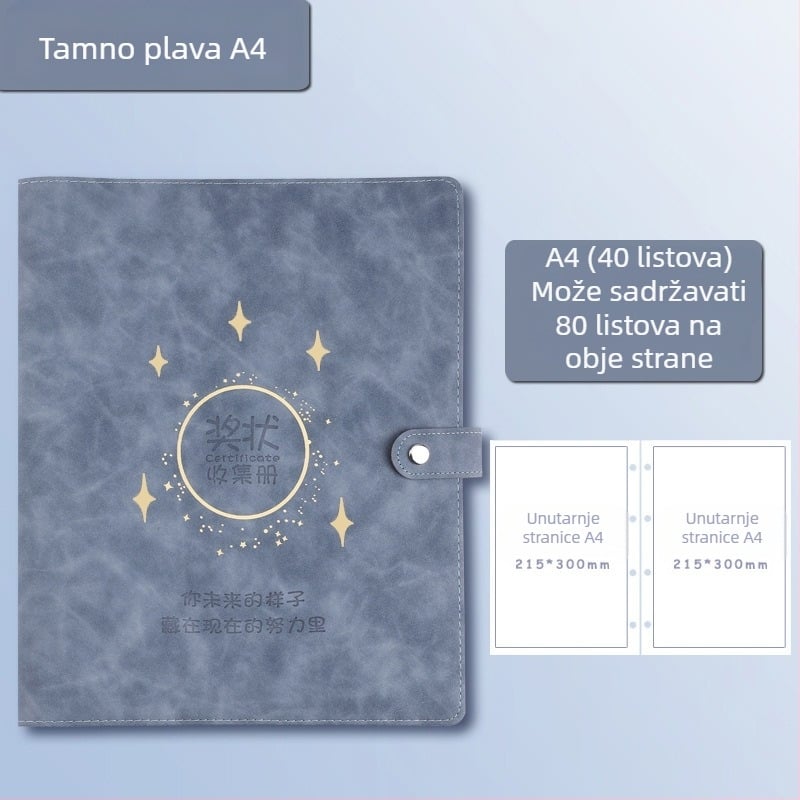 Kožna knjiga za zbirku certifikata, Avinar model 05, 120 stranica, prilagodba dostupna, debljina 4