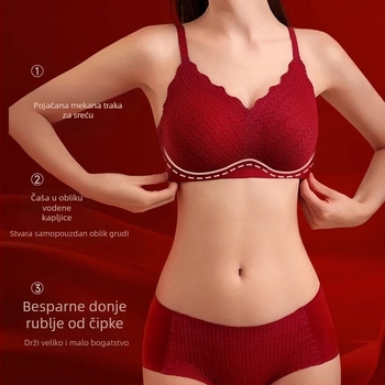 Set grudnjaka za mladenku: push-up efekt, košarice 3/4, jastučić od pjene u košarici, fiksne dvostruke naramenice, tri reda kopčica na stražnjoj strani, najlon materijal