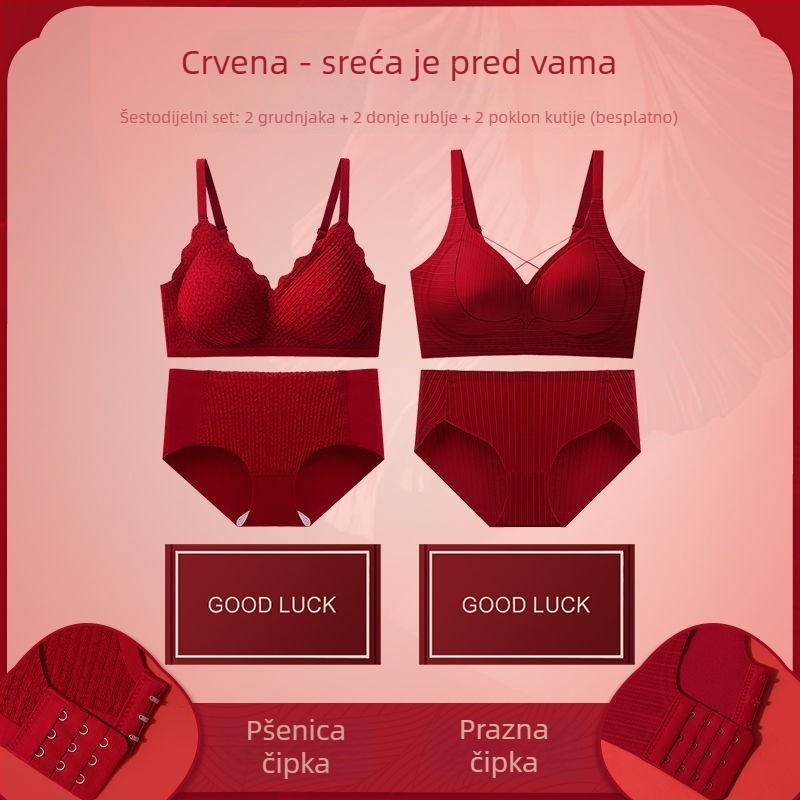 Set grudnjaka za mladenku: push-up efekt, košarice 3/4, jastučić od pjene u košarici, fiksne dvostruke naramenice, tri reda kopčica na stražnjoj strani, najlon materijal