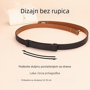 Ženski kožni kaiš za haljinu – dekorativni pojas za struk, širina 2–4 cm, spona od legiranog metala, zatvaranje gumbom