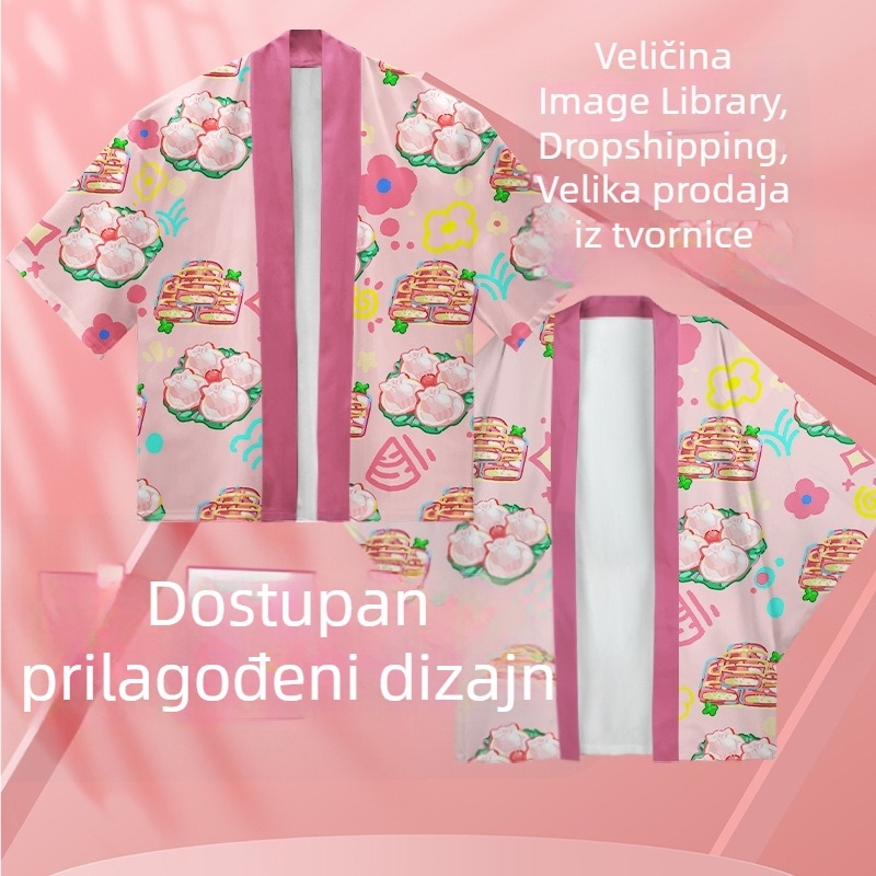 Japanski stil Haori cosplay kardigan - chiffon tkanina, 90% poliester, podstava 90%, proljeće 2024, marka Yicai