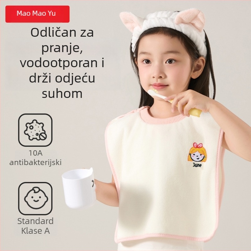 Drizzle Dječja krpa za pranje lica i zuba s vodootpornom bavom – Višestruki ručnik (poliestr, 150d, ravno pletenje, 80–100 g)