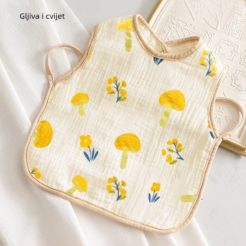 Dječja salveta za usta — 100% pamuk, vodootporna i otporna na prljavštinu, uzorak mreža/crtani likovi, za dob djece 3–8 godina