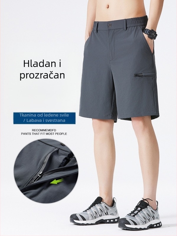 Muške ljetne opuštene kratke hlače za sport, srednje dužine, od najlona i spandeksa, brzo sušeće, s remenom i zatvaračem, prozračne, vodootporne