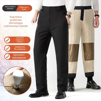 Muške casual hlače, ravni kroj, flis podstava, zima, srednji visoki struk, poslovno casual stil
