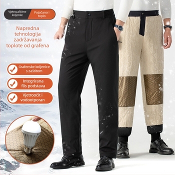 Muške casual hlače, ravni kroj, flis podstava, zima, srednji visoki struk, poslovno casual stil